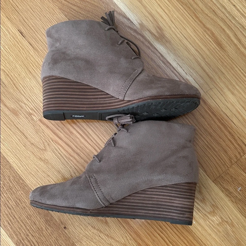 Dr. Scholl's Brown Lace Up Boots. Man made material-suede like - Picture 3 of 6